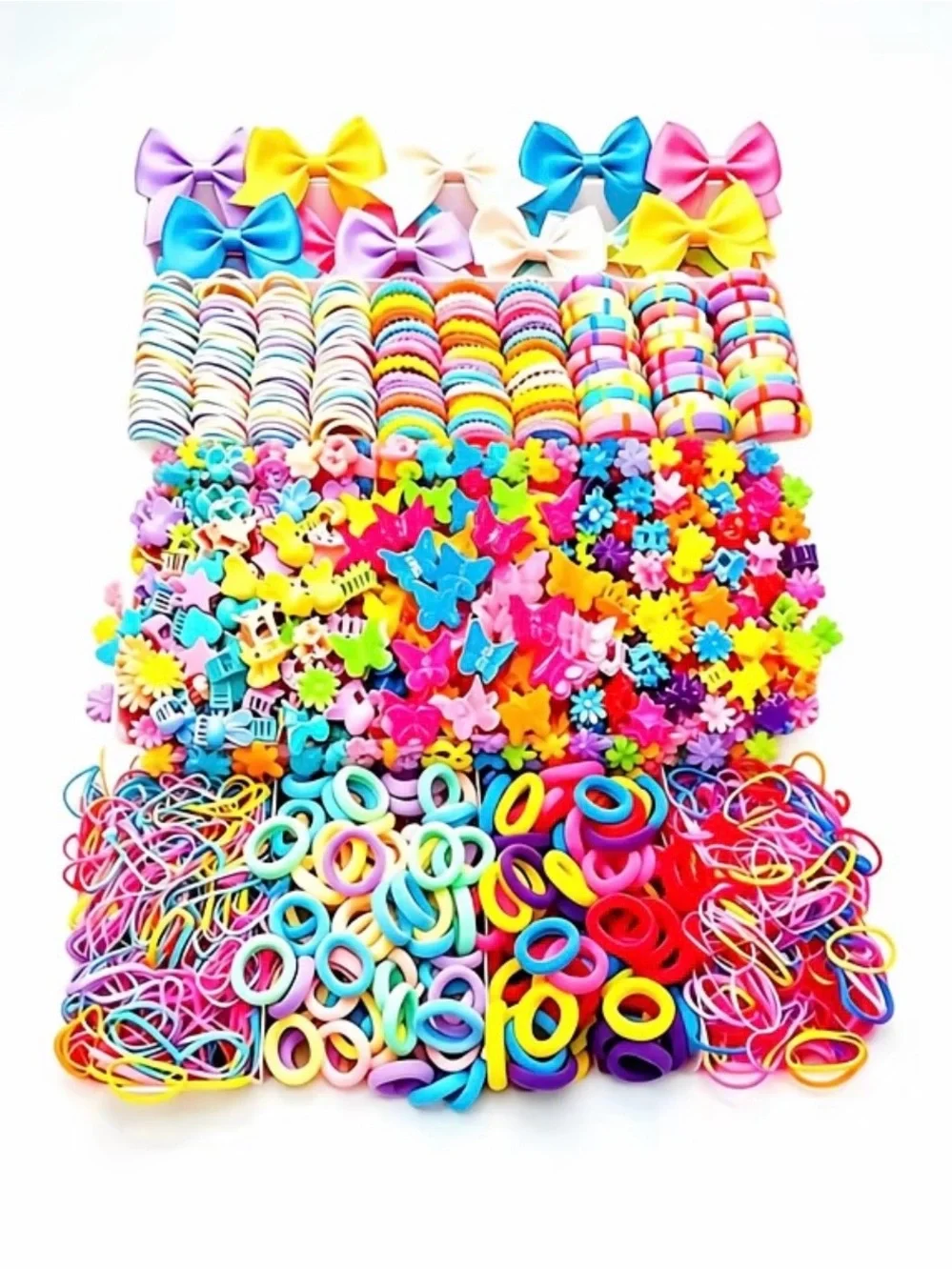 825-Piece Kids Hair Accessories Set — Bright Multicolor Hair Clips & Elastics